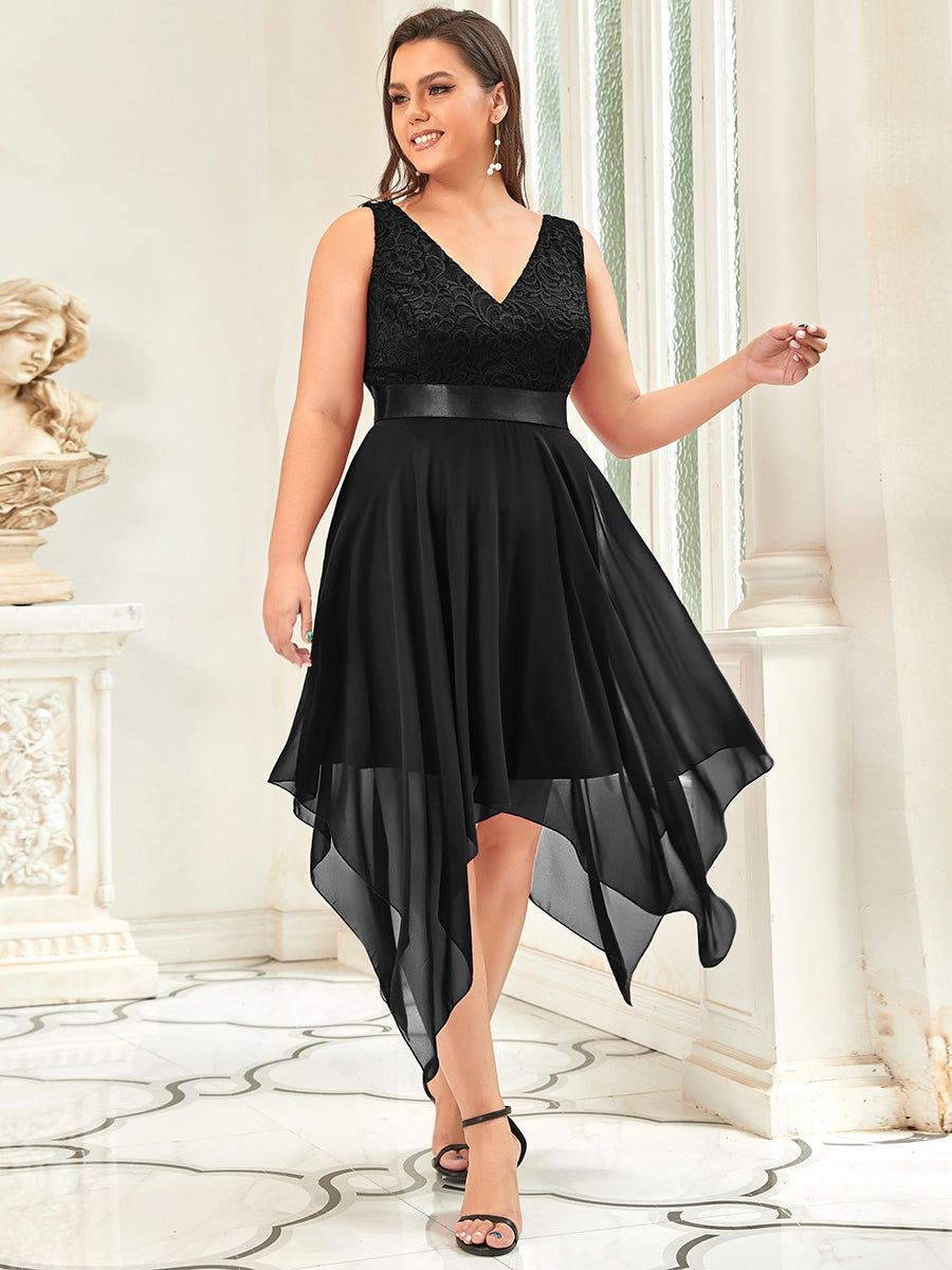 Lara™ | Außergewöhnliches Brautjungfernkleid aus Spitze und Chiffon mit V-Ausschnitt