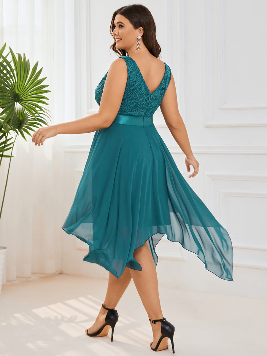 Lara™ | Außergewöhnliches Brautjungfernkleid aus Spitze und Chiffon mit V-Ausschnitt